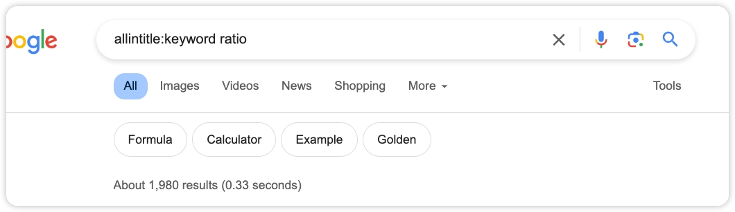 use “allintitle” search result example